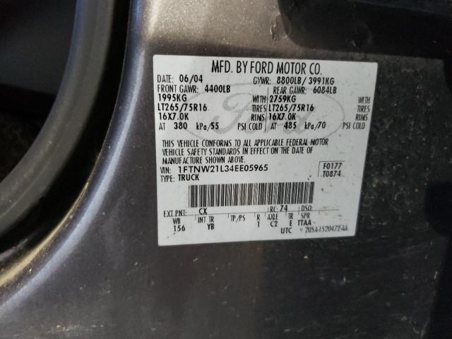 Photo 10 from auction – 2004 FORD F250 SUPER with VIN 1FTNW21L34EE05965