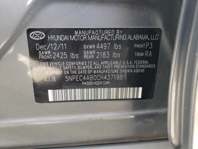 Photo 10 from auction – 2012 HYUNDAI SONATA SE with VIN 5NPEC4AB0CH437198