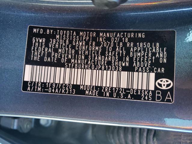 Photo 10 from auction – 2018 TOYOTA COROLLA L with VIN 5YFBURHE0JP813038