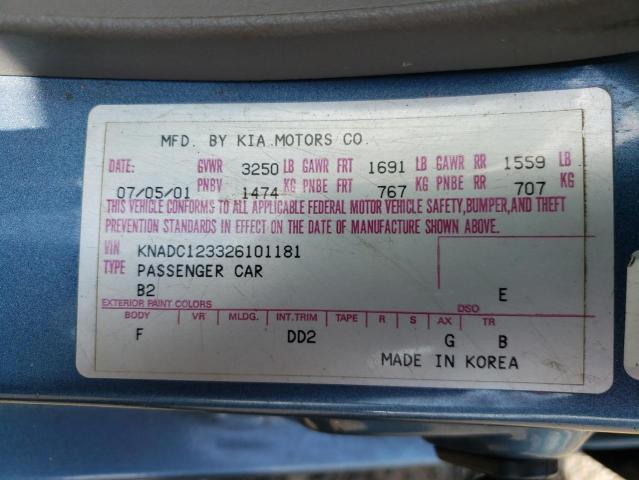 Photo 10 from auction – 2002 KIA RIO with VIN KNADC123326101181