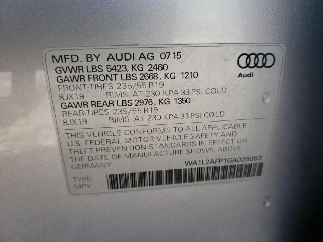 Photo 10 from auction – 2016 AUDI Q5 PREMIUM with VIN WA1L2AFP1GA029653