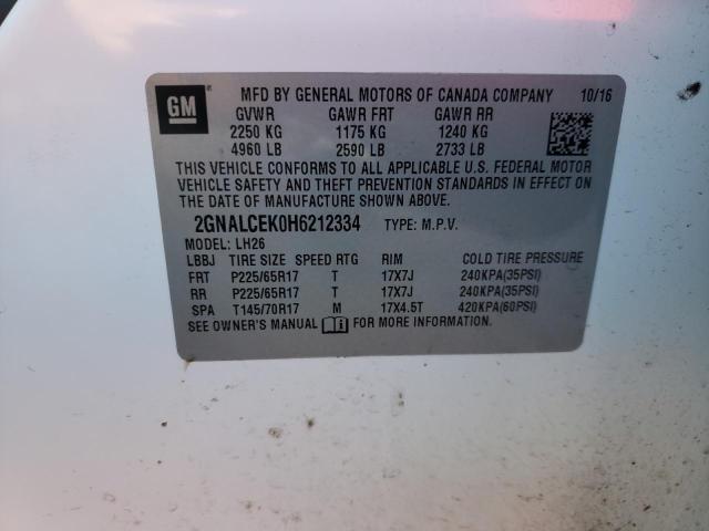 Photo 10 from auction – 2017 CHEVROLET EQUINOX LT with VIN 2GNALCEK0H6212334