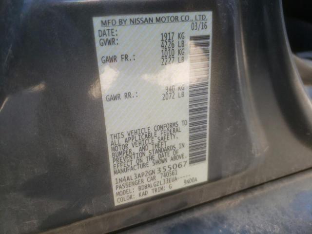 Photo 10 from auction – 2016 NISSAN ALTIMA 2.5 with VIN 1N4AL3AP2GN355067
