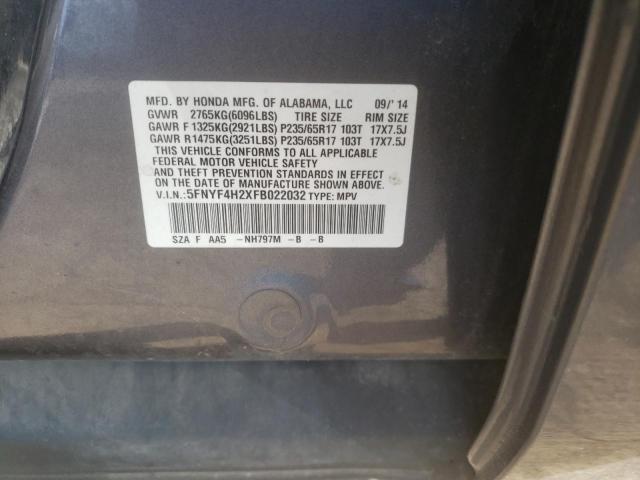 Photo 10 from auction – 2015 HONDA PILOT LX with VIN 5FNYF4H2XFB022032