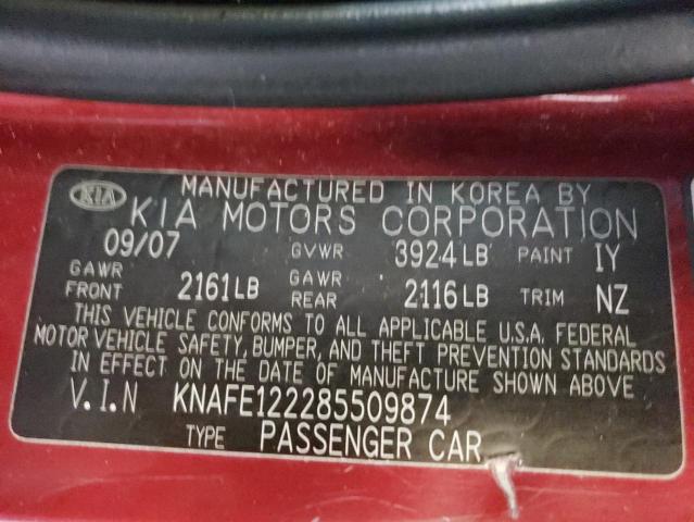 Foto 10 de la subasta – 2008 KIA SPECTRA EX con VIN KNAFE122285509874