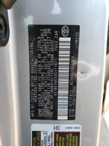 Photo 10 from auction – 2009 TOYOTA CAMRY BASE with VIN 4T1BE46KX9U411871