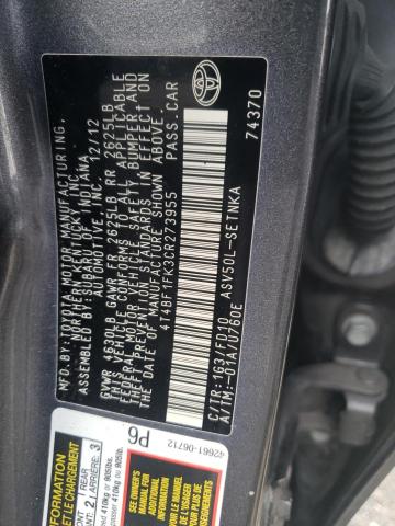 Photo 10 from auction – 2012 TOYOTA CAMRY BASE with VIN 4T4BF1FK3CR273955