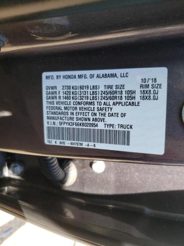 Photo 10 from auction – 2019 HONDA RIDGELINE with VIN 5FPYK3F66KB020954