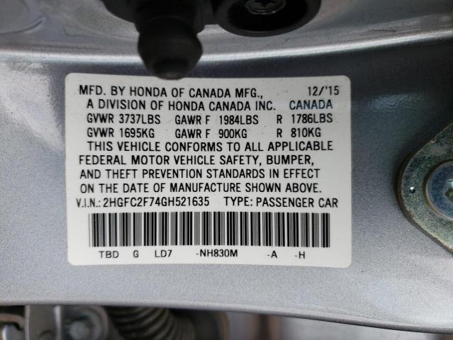 Photo 10 from auction – 2016 HONDA CIVIC EX with VIN 2HGFC2F74GH521635