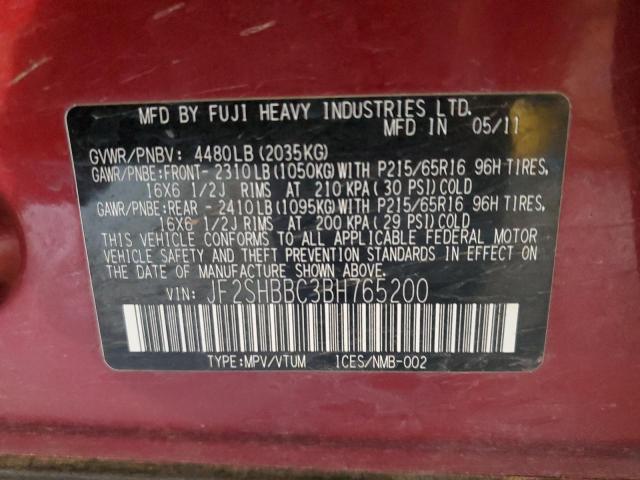 Photo 10 from auction – 2011 SUBARU FORESTER 2 with VIN JF2SHBBC3BH765200
