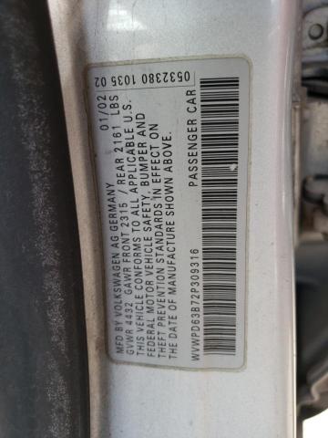 Photo 10 from auction – 2002 VOLKSWAGEN PASSAT GLS with VIN WVWPD63B72P309316