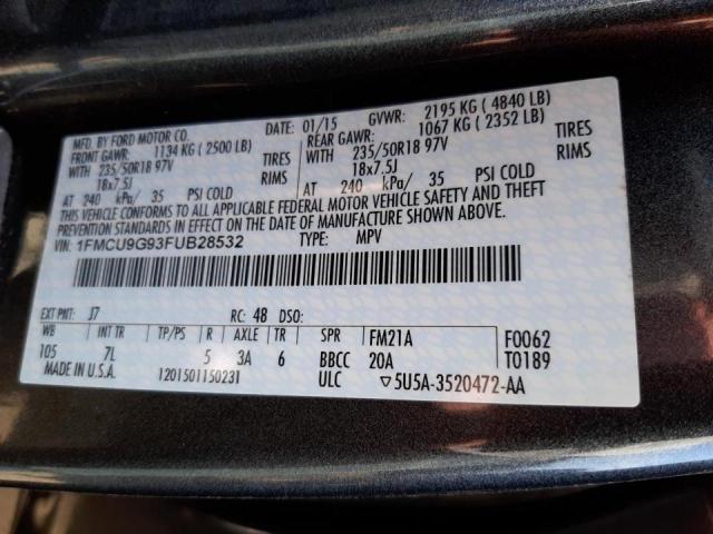 Photo 10 from auction – 2015 FORD ESCAPE SE with VIN 1FMCU9G93FUB28532