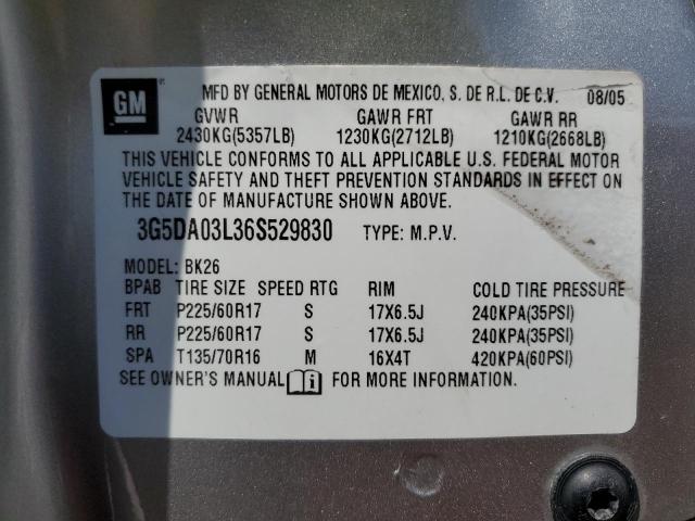 Photo 10 from auction – 2006 BUICK RENDEZVOUS with VIN 3G5DA03L36S529830