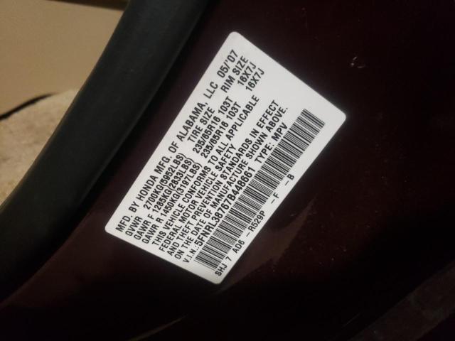 Photo 10 from auction – 2007 HONDA ODYSSEY EX with VIN 5FNRL38767B448661