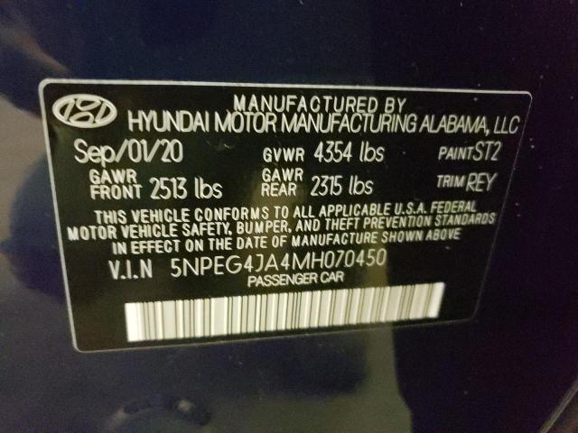 Photo 10 from auction – 2021 HYUNDAI SONATA SE with VIN 5NPEG4JA4MH070450