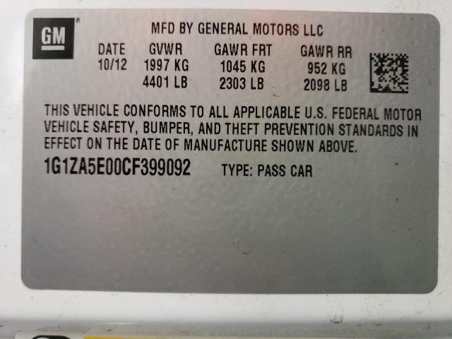 Photo 10 from auction – 2012 CHEVROLET MALIBU LS with VIN 1G1ZA5E00CF399092