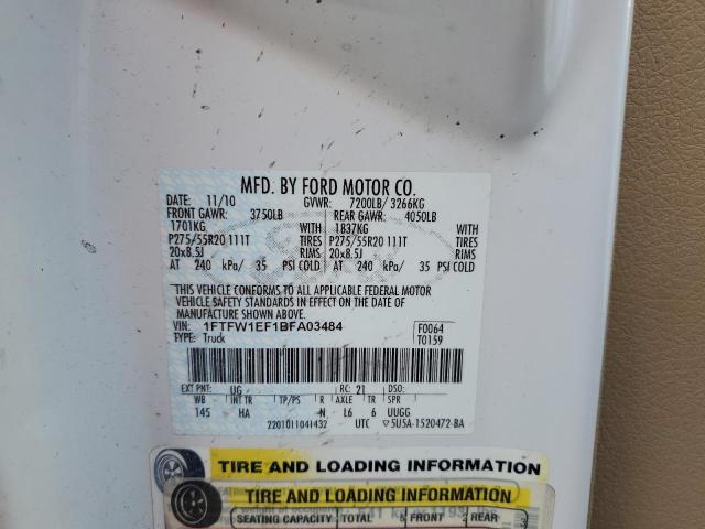 Photo 10 from auction – 2011 FORD F150 SUPER with VIN 1FTFW1EF1BFA03484