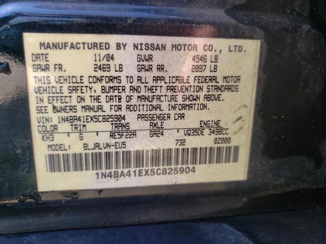 Photo 10 from auction – 2005 NISSAN MAXIMA SE with VIN 1N4BA41EX5C825904
