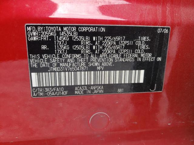 Photo 10 from auction – 2006 TOYOTA RAV4 LIMIT with VIN JTMBD31V765047871