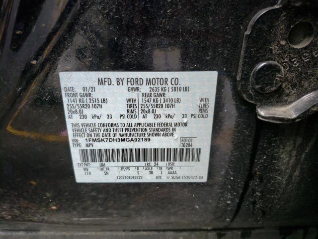 Zdjęcie 10 z aukcji – 2021 FORD EXPLORER X z VIN 1FMSK7DH3MGA92189