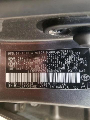 Photo 10 from auction – 2007 TOYOTA COROLLA MA with VIN 2T1KR32E27C683263