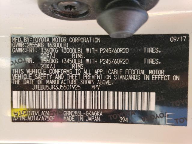 Photo 10 from auction – 2018 TOYOTA 4RUNNER SR with VIN JTEBU5JR3J5501925