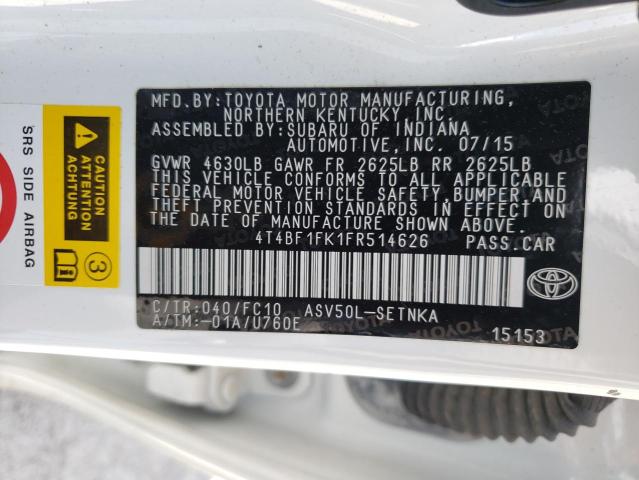 Photo 10 from auction – 2015 TOYOTA CAMRY LE with VIN 4T4BF1FK1FR514626