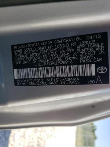 Photo 10 from auction – 2012 TOYOTA YARIS with VIN JTDJTUD39CD528916