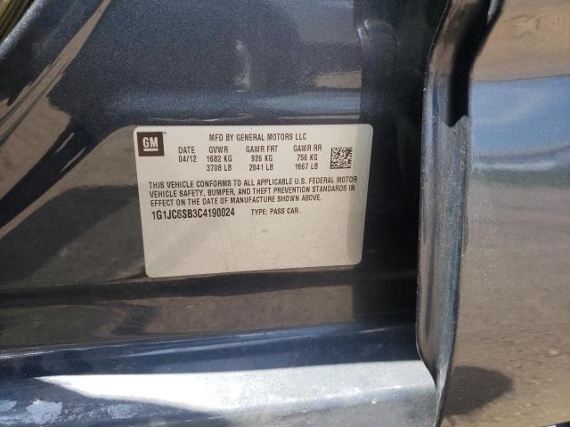 Photo 10 from auction – 2012 CHEVROLET SONIC LT with VIN 1G1JC6SB3C4190024