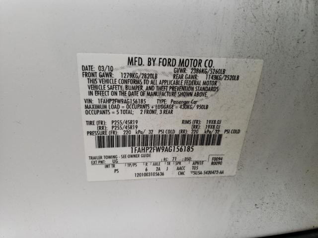 Photo 10 from auction – 2010 FORD TAURUS LIM with VIN 1FAHP2FW9AG156185