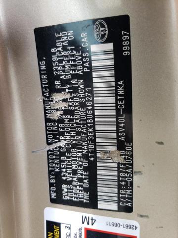 Фото 10 с аукциона – 2011 TOYOTA CAMRY BASE с VIN 4T1BF3EK1BU646271
