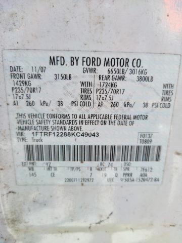 Photo 10 from auction – 2008 FORD F150 with VIN 1FTRF12288KC49043