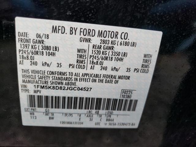 Photo 10 from auction – 2018 FORD EXPLORER X with VIN 1FM5K8D82JGC04527