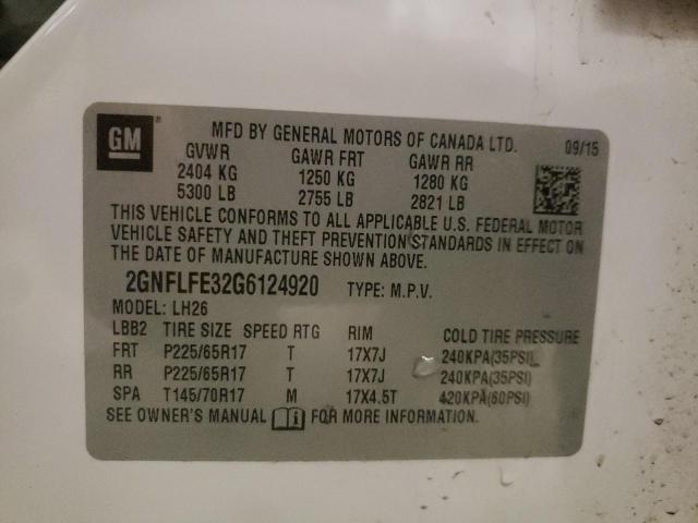 Photo 10 from auction – 2016 CHEVROLET EQUINOX LT with VIN 2GNFLFE32G6124920