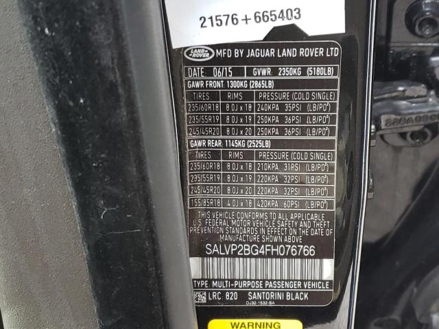 Photo 10 from auction – 2015 LAND ROVER RANGE ROVE with VIN SALVP2BG4FH076766