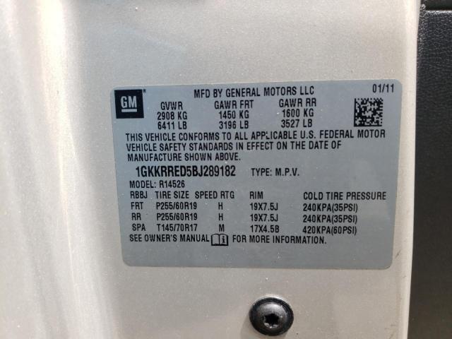 Photo 10 from auction – 2011 GMC ACADIA SLT with VIN 1GKKRRED5BJ289182