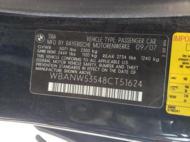 Photo 10 from auction – 2008 BMW 550 I with VIN WBANW53548CT51624