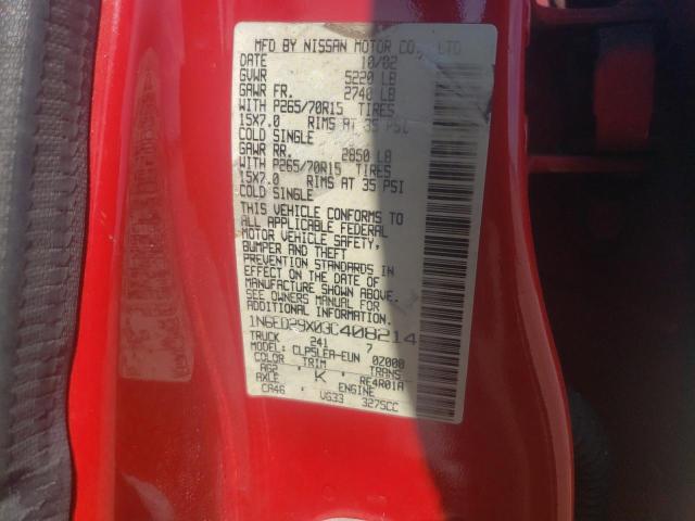 Photo 10 from auction – 2003 NISSAN FRONTIER C with VIN 1N6ED29X03C408214