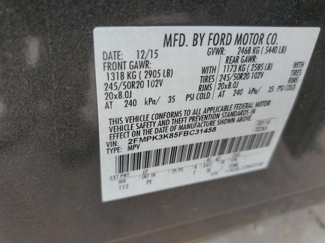 Photo 10 from auction – 2015 FORD EDGE TITAN with VIN 2FMPK3K85FBC31458