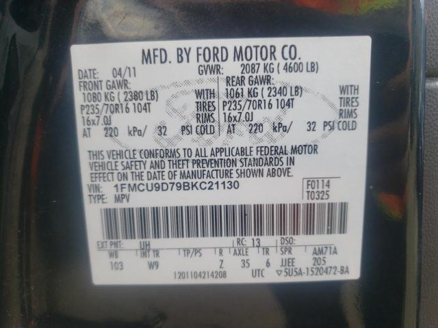 Photo 10 from auction – 2011 FORD ESCAPE XLT with VIN 1FMCU9D79BKC21130