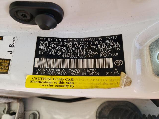 Photo 10 from auction – 2010 TOYOTA PRIUS with VIN JTDKN3DU2A0234859