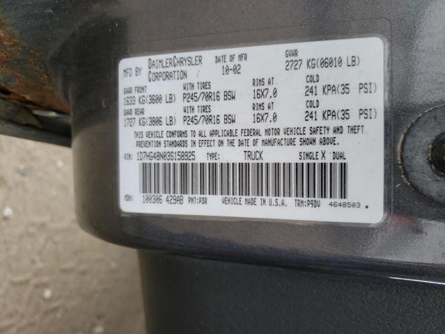 Photo 10 from auction – 2003 DODGE DAKOTA QUA with VIN 1D7HG48N03S158925