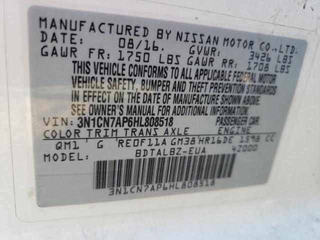 Photo 10 from auction – 2017 NISSAN VERSA S with VIN 3N1CN7AP6HL808518