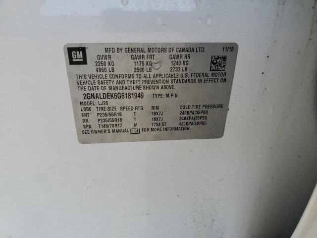 Photo 10 from auction – 2016 CHEVROLET EQUINOX L with VIN 2GNALDEK6G6181949