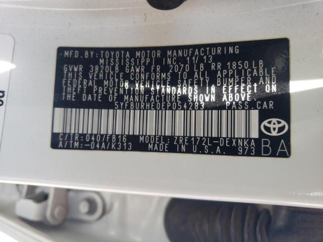 Photo 10 from auction – 2014 TOYOTA COROLLA L with VIN 5YFBURHE0EP054283