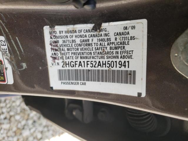 Photo 10 from auction – 2010 HONDA CIVIC LX with VIN 2HGFA1F52AH501941