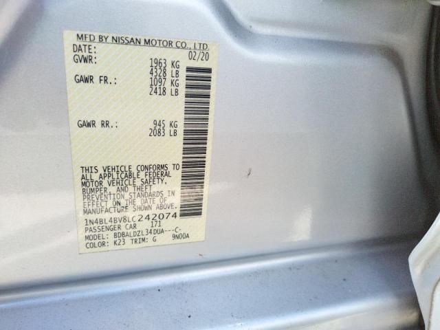Photo 10 from auction – 2020 NISSAN ALTIMA S with VIN 1N4BL4BV8LC242074