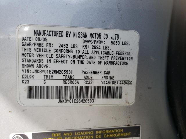 Photo 10 from auction – 2006 INFINITI M45 BASE with VIN JNKBY01E26M205931