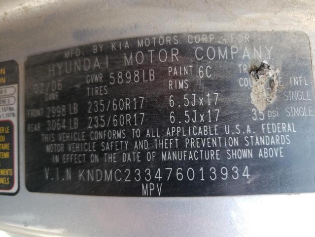 Photo 10 from auction – 2007 HYUNDAI ENTOURAGE with VIN KNDMC233476013934