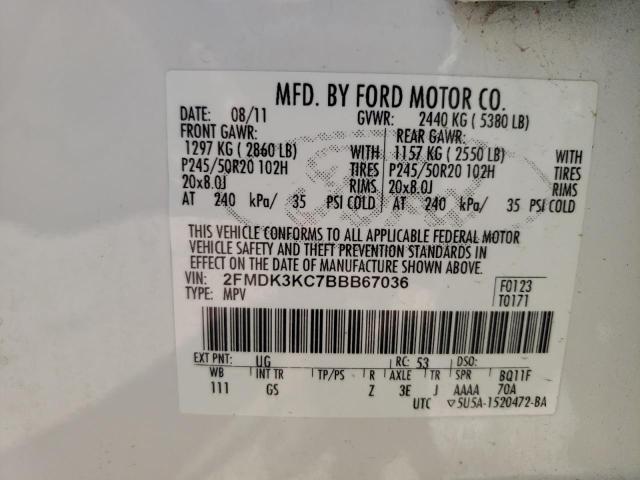 Photo 10 from auction – 2011 FORD EDGE LIMIT with VIN 2FMDK3KC7BBB67036